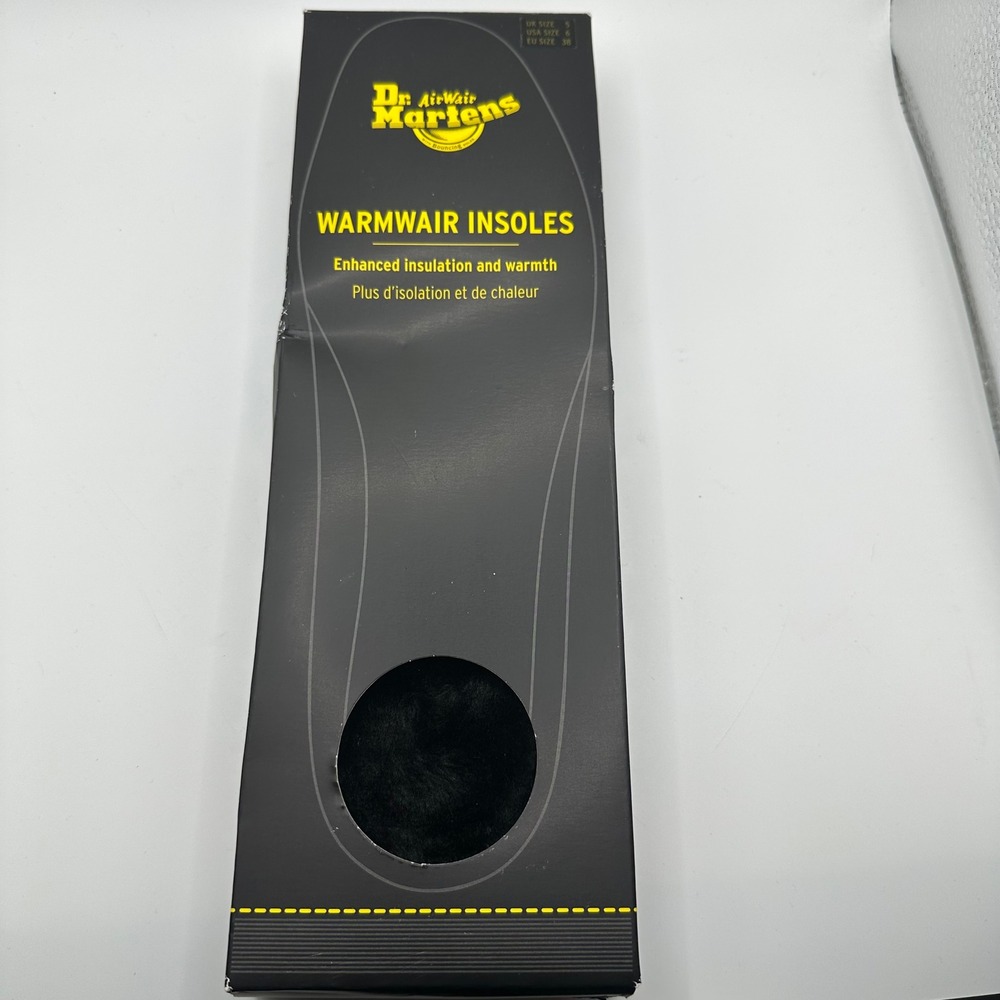 Dr. Martens WarmWair Insoles Black Faux Fur Insulated US Women 6